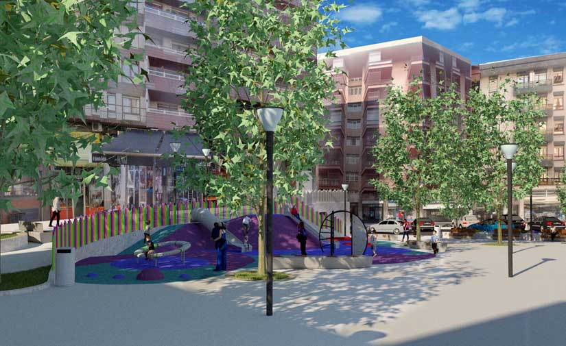 Bilbao renueva e incorpora una zona de juegos a la Plaza Músico Arambarri de Santutxu