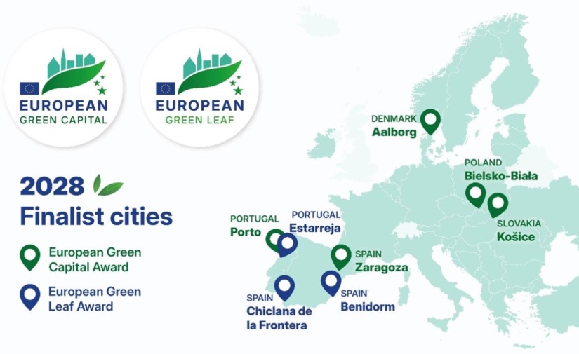 Cinco ciudades competirán por el título de Capital Verde Europea 2028, con Zaragoza entre las finalistas