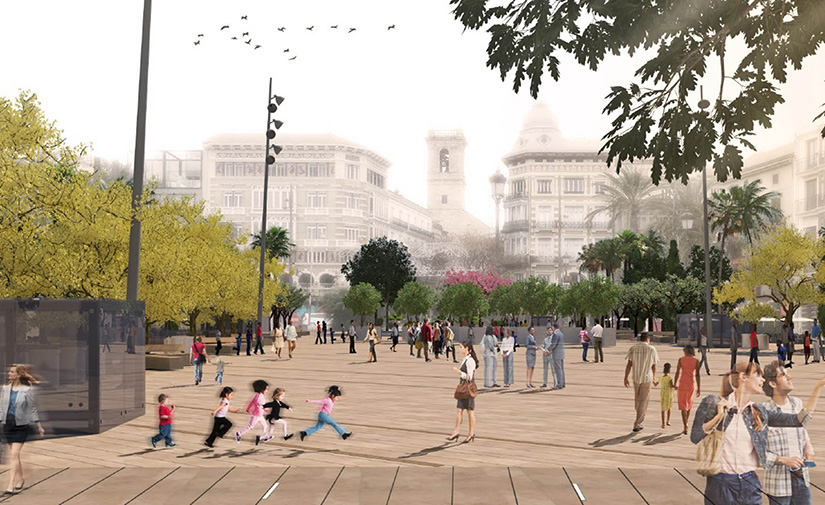 Comienzan las obras de peatonalización de la plaza de la Reina de Valencia