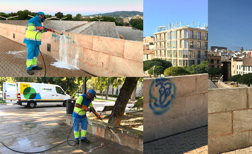 El Ayuntamiento de Palma ejecuta durante 2021 casi 7000 actuaciones de limpieza de pintadas vandálicas