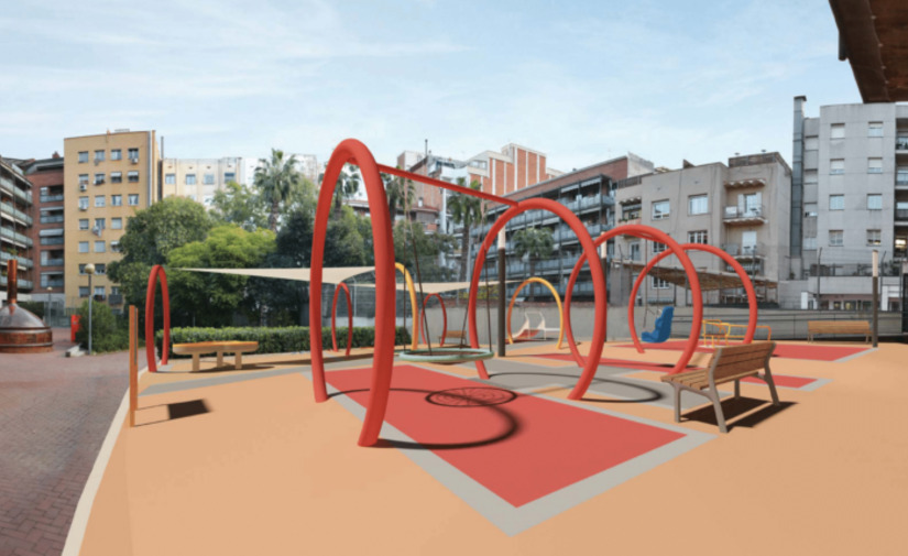 Inicia la renovación de los juegos infantiles de los jardines de Montserrat Roig en L’Eixample