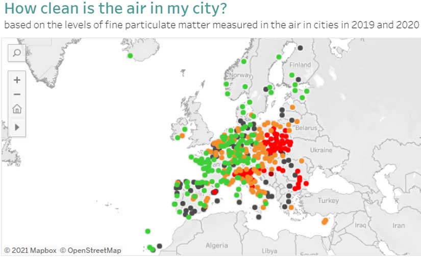 Nuevo visualizador europeo de la calidad del aire urbano