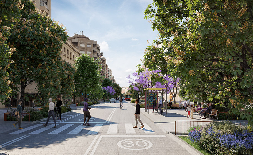 Prioridad peatonal en la nueva calle barcelonesa Pi i Margall