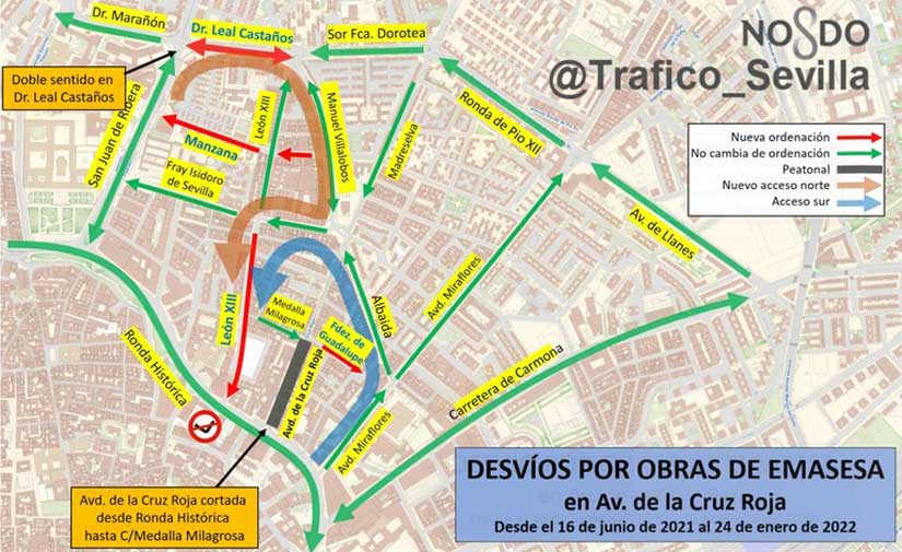 Sevilla inicia las obras de transformación urbana y medioambiental de la Avenida de la Cruz Roja