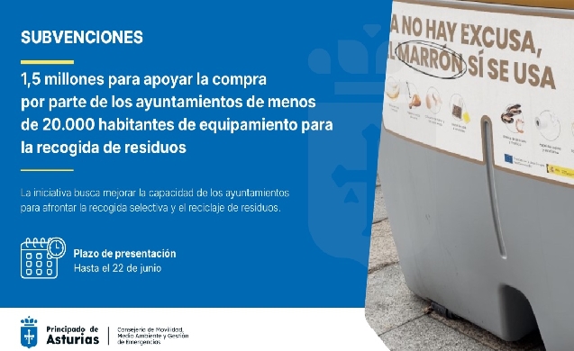 1,5 millones de euros para reforzar la recogida selectiva de residuos en pequeños municipios de Asturias