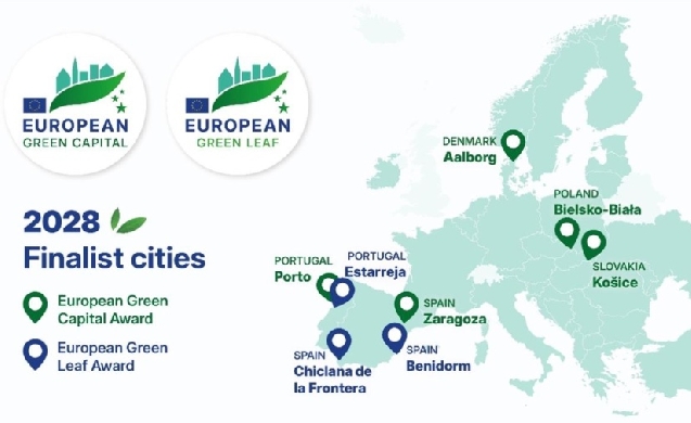 Cinco ciudades competirán por el título de Capital Verde Europea 2028, con Zaragoza entre las finalistas