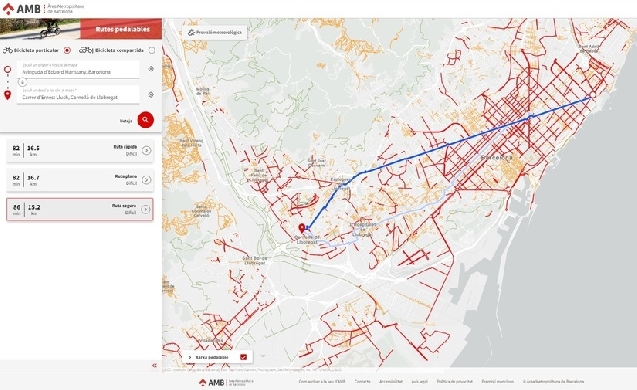 El ÀMB lanza un innovador visor de rutas pedaleables de la metrópolis de Barcelona