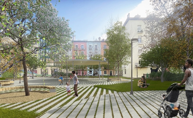 Pamplona renaturaliza la plaza de Santa Ana con 1.410 m² de zonas verdes y más de 75 árboles