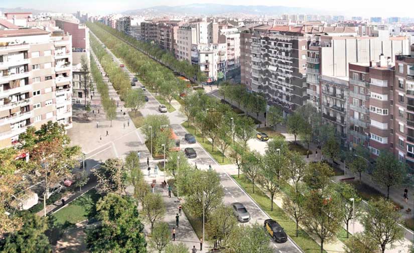 Todo listo para el inicio de la transformación de un nuevo tramo de la avenida Meridiana de Barcelona