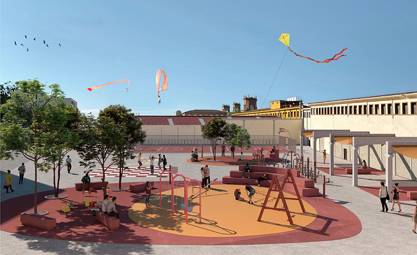 Zaragoza transformará la plaza de Giesa en un espacio con juegos infantiles y equipamientos deportivos